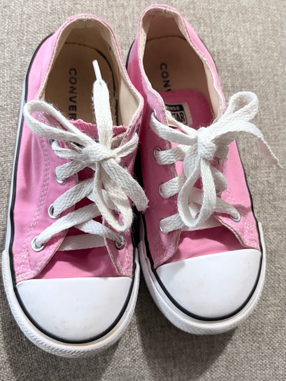 Converse Kids Pink Low-Top Canvas Sneakers with White Laces